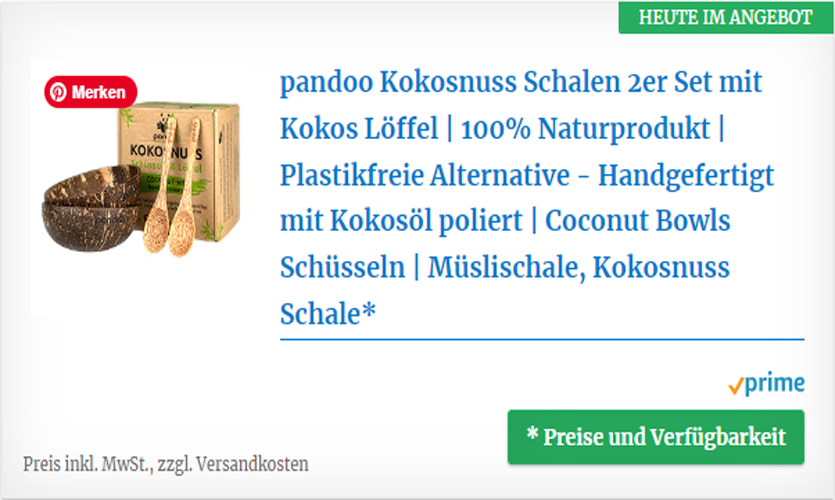  2er Set mit Kokos Löffel und Schalen für Mitarbeiter als Geschenkidee