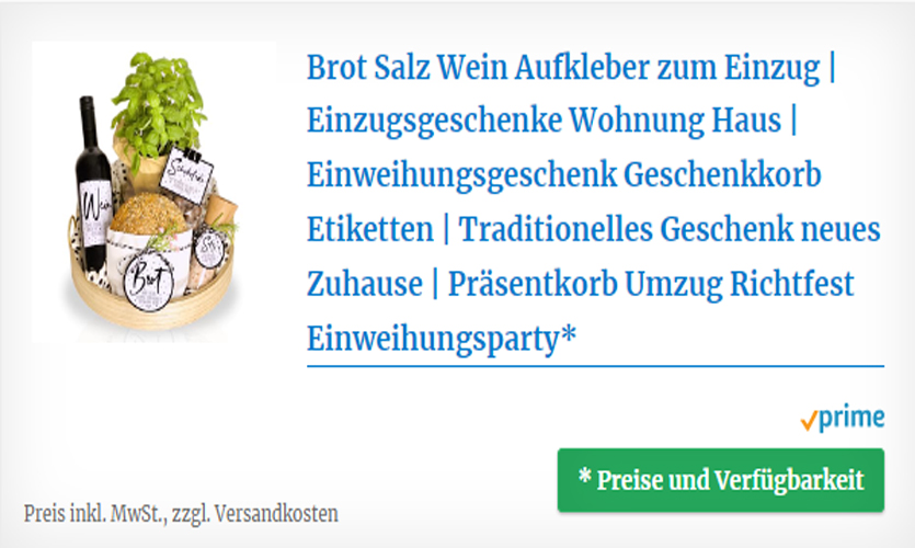 Brot & Salz & Wein Aufkleber zum Einzug