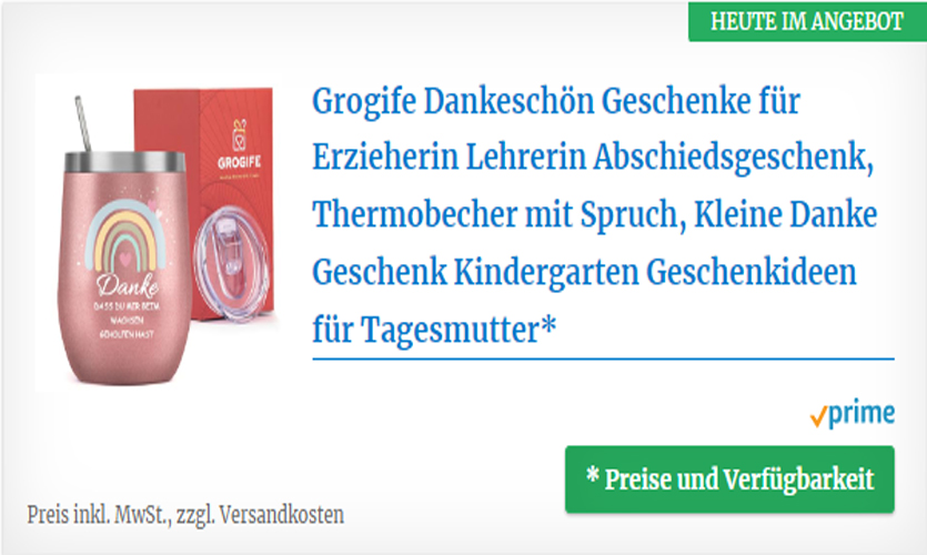 Dankeschön Geschenke für Erzieherin Thermobecher mit Spruch