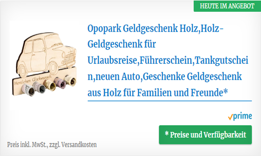 Geldgeschenk für Autoliebhaber