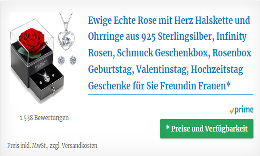 Ewige Rose mit Herz Halskette