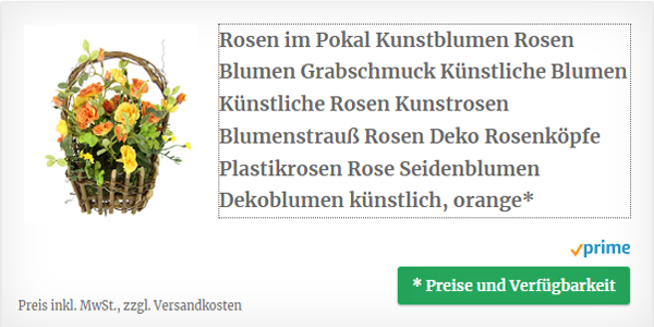 Rosen im Pokal Kunstblumen