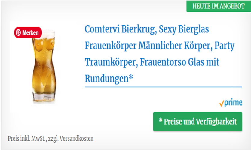 Sexy Bierglas mit Frauenkörper