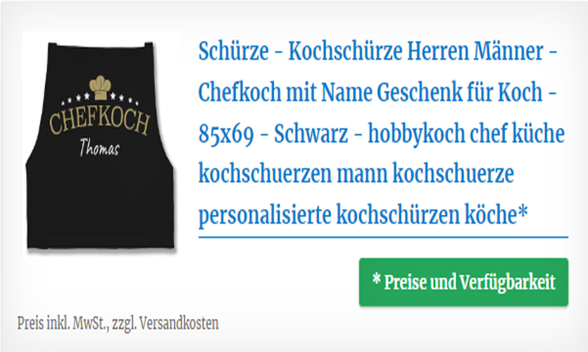 Chefkoch Kochschürze mit Name - Geschenk für Köche