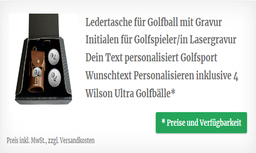 Ledertasche für Golfball mit Gravur