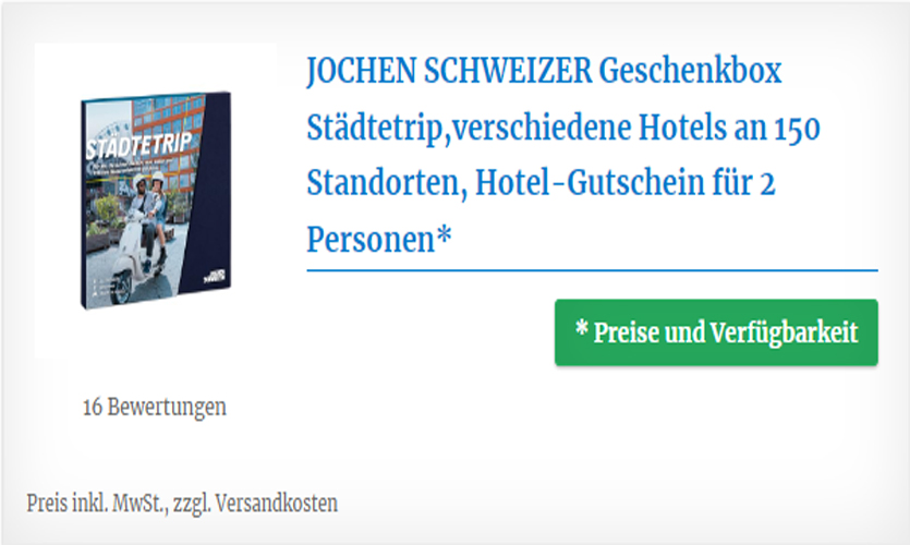 JOCHEN SCHWEIZER Geschenkbox Städtetrip  für 2 Personen