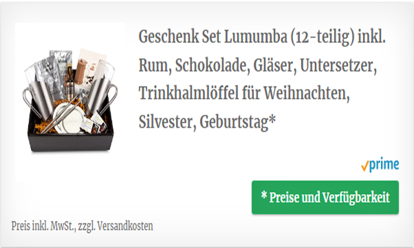 12-teiliges Geschenk Set Lumumba  mit Rum und Schokolade