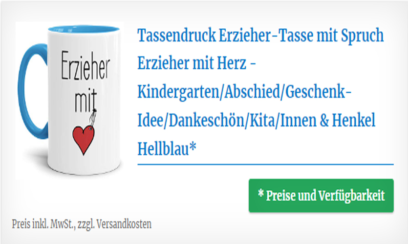 Erzieher-Tasse mit Spruch undt Herz