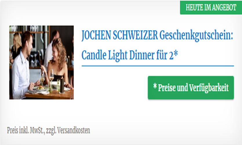 JOCHEN SCHWEIZER Gutschein - Candle Light Dinner für 2