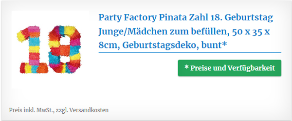 Party Factory Pinata Zahl 18 Geburtstag Junge und Mädchen