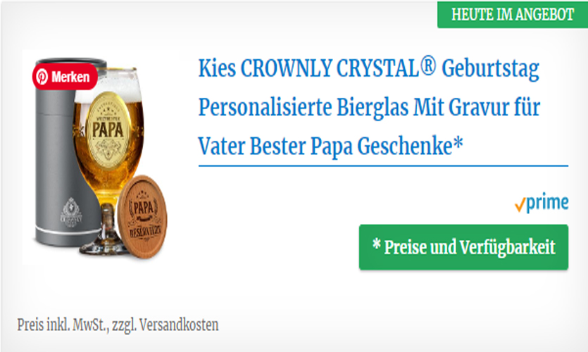 Personalisierte Bierglas mit Gravur für den besten Papa