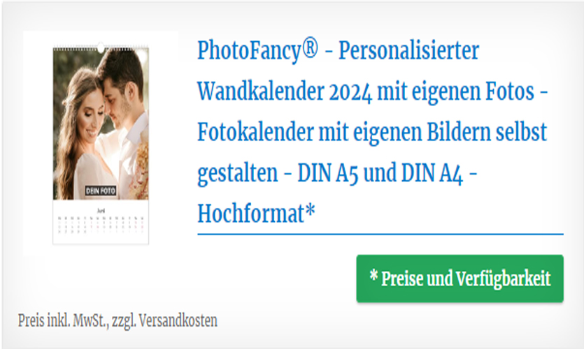 Personalisierter Wandkalender mit eigenen Fotos