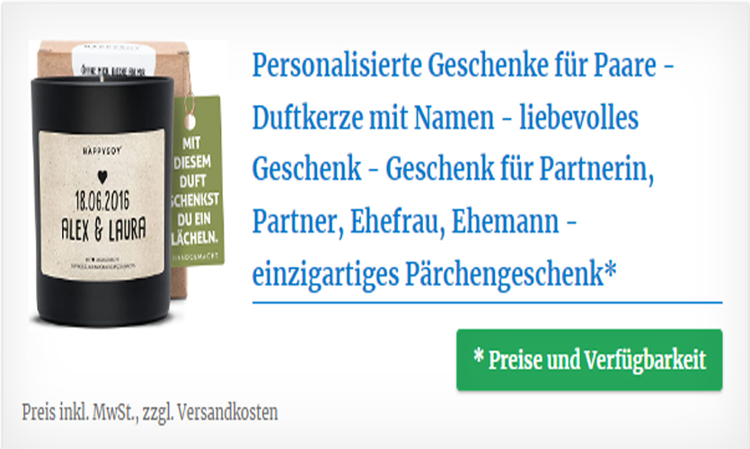 Personalisiertes Geschenke für Paare - Duftkerze mit Namen